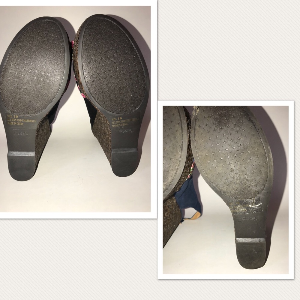 Qupid Blue Canvas Bow Slingback Wedge - Picture 8 of 8